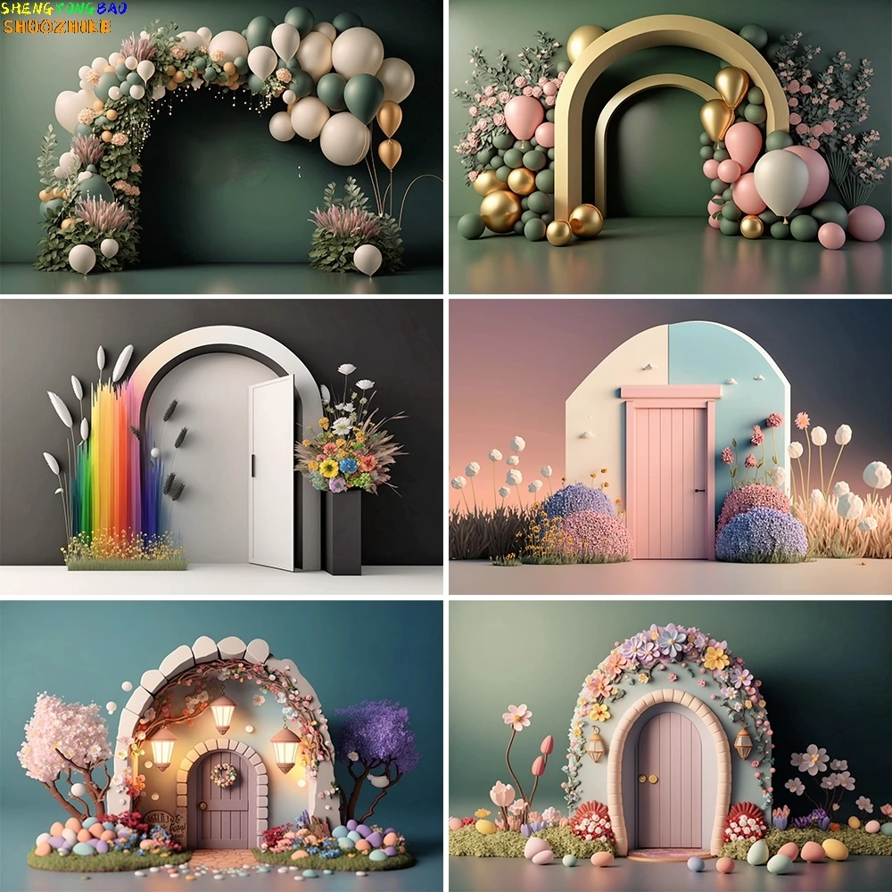 Wedding Qq - Photography Background Colorfull Balloon Flower Arched