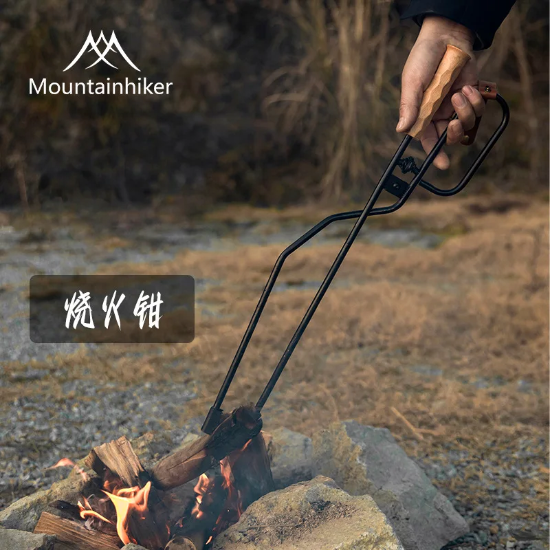 

Camping Can Blow Fire Barbecue Tool - Iron Duck Bill Fire Tongs with Solid Wood Handle for Charcoal Firewood