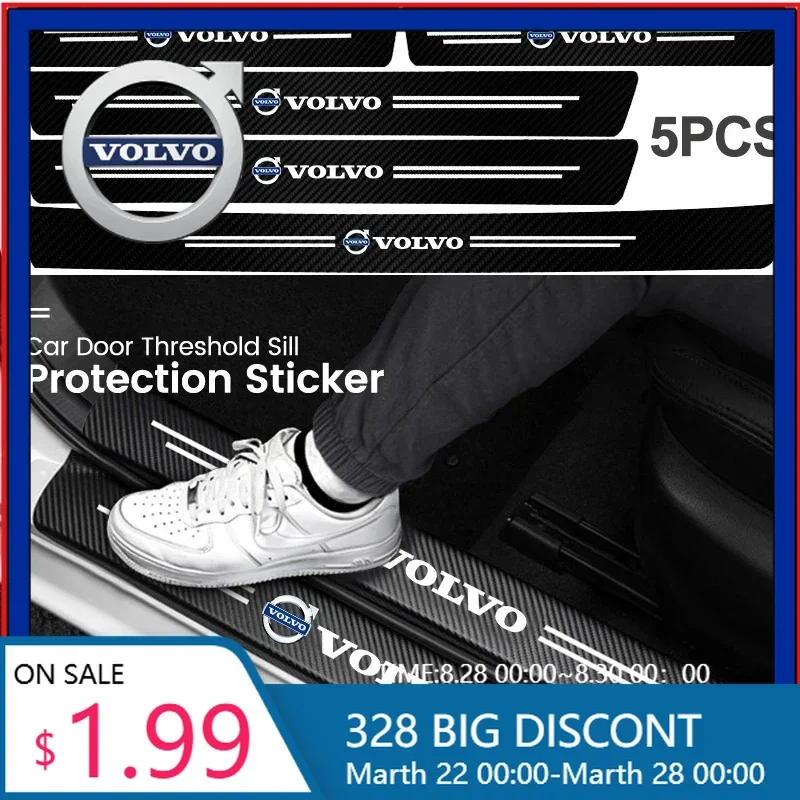 

Styling Mouldings Car Door Threshold Protective Sticker Anti Scratch Waterproof Decals For Volvo Rdesign XC60 XC40 V60 V40 EX30