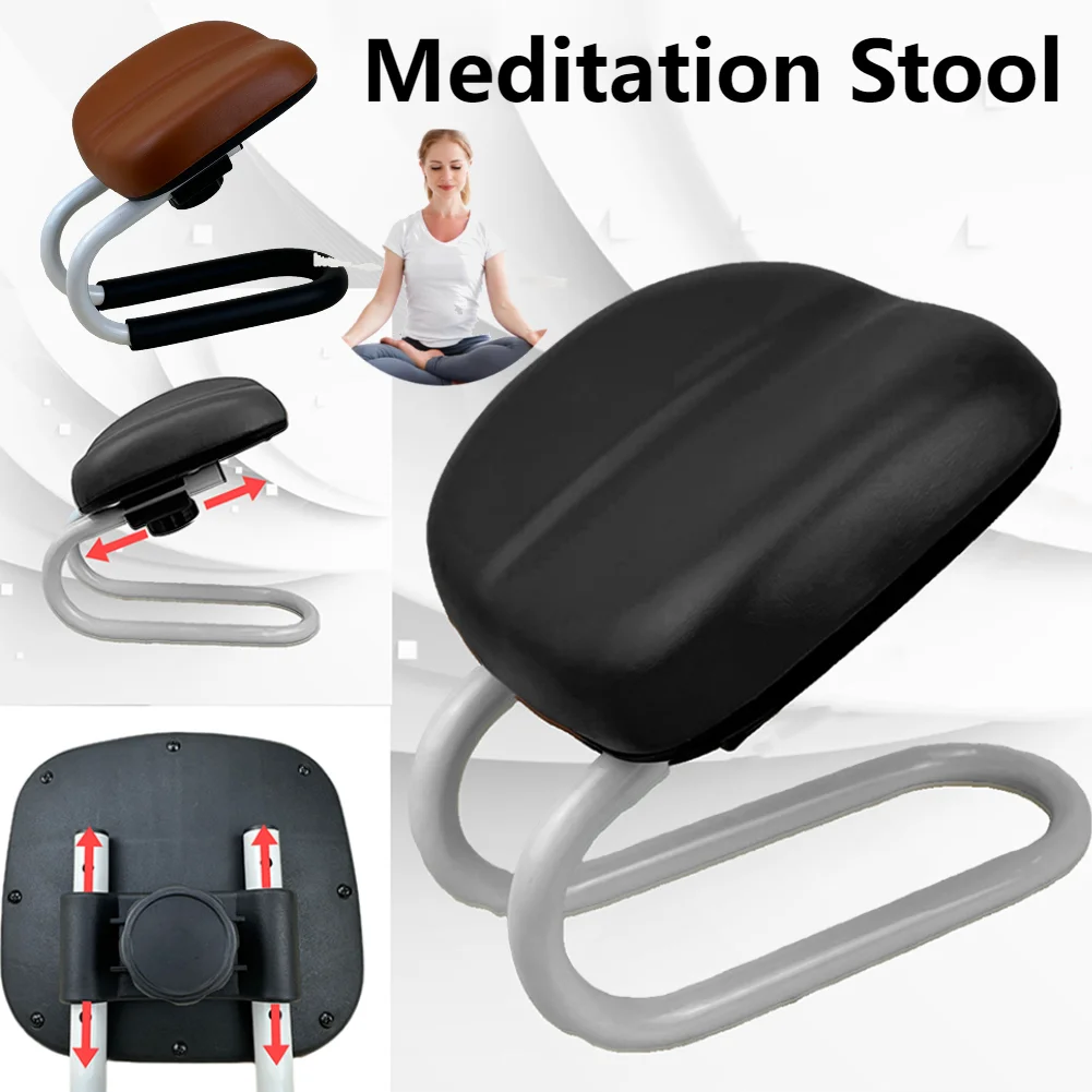 

Молитвенная скамейка, металлический табурет для йоги, регулируемая высота, нескользящий рукав для ног, аксессуары для медитации, портативный домашний стул с подушкой на коленях