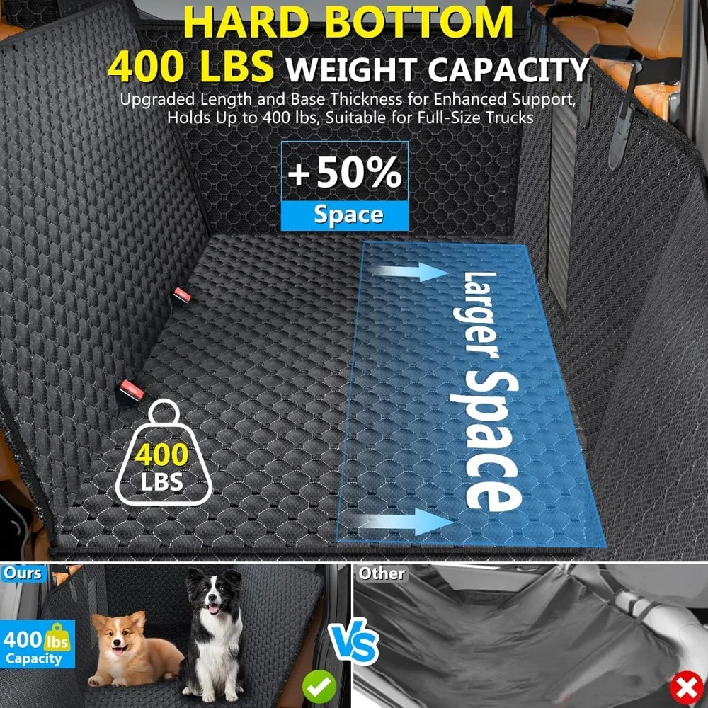 موسع المقعد الخلفي للشاحنة للكلاب، غطاء مقعد مطور مقاوم للماء مع حماية للباب، قاعدة صلبة، يحمل 400 رطلاً - الأفضل #2