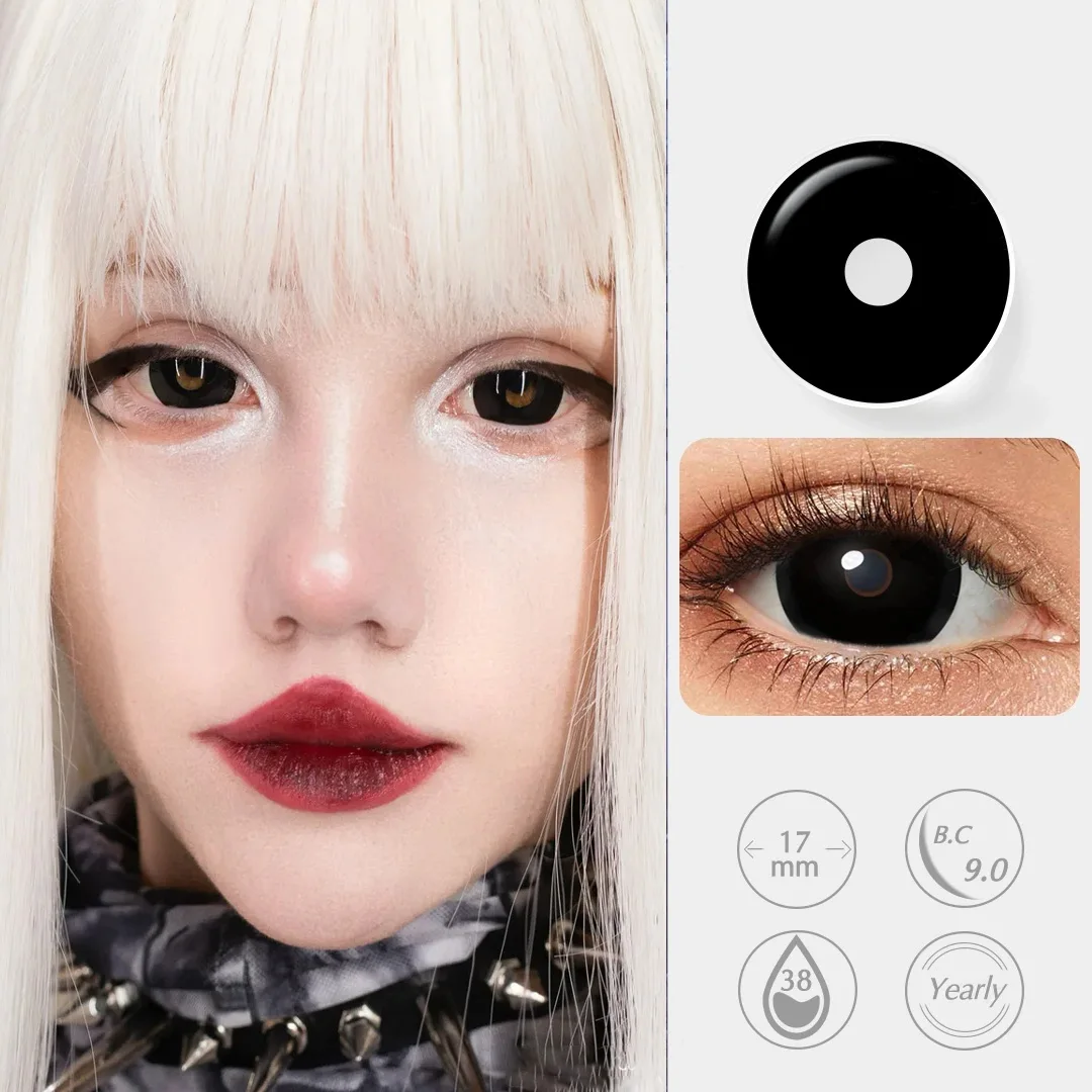 Image of Meenie 17mm Verrückte Kontaktlinsen Halloween Cosplay Linsen Schwarz Rot Linsen Anime Cosplay Augenfarblinsen