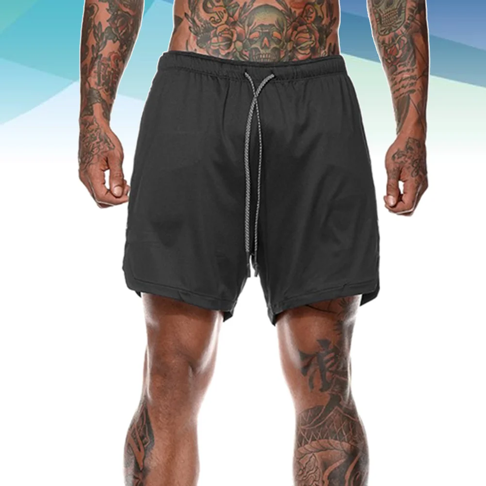 

Summer Sports Shorts Black Size Xl Quick Dry Double Layer Running Mesh Pants for Man Lightweight Sport Shorts for Men