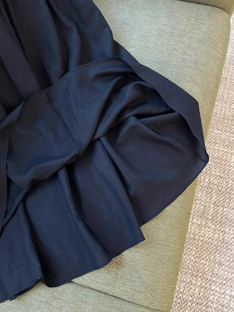 Abito a trapezio da donna coreano slimfit Gonne patchwork a pieghe a vita alta Gonna lunga alla caviglia quotidiana tinta unita primaverile