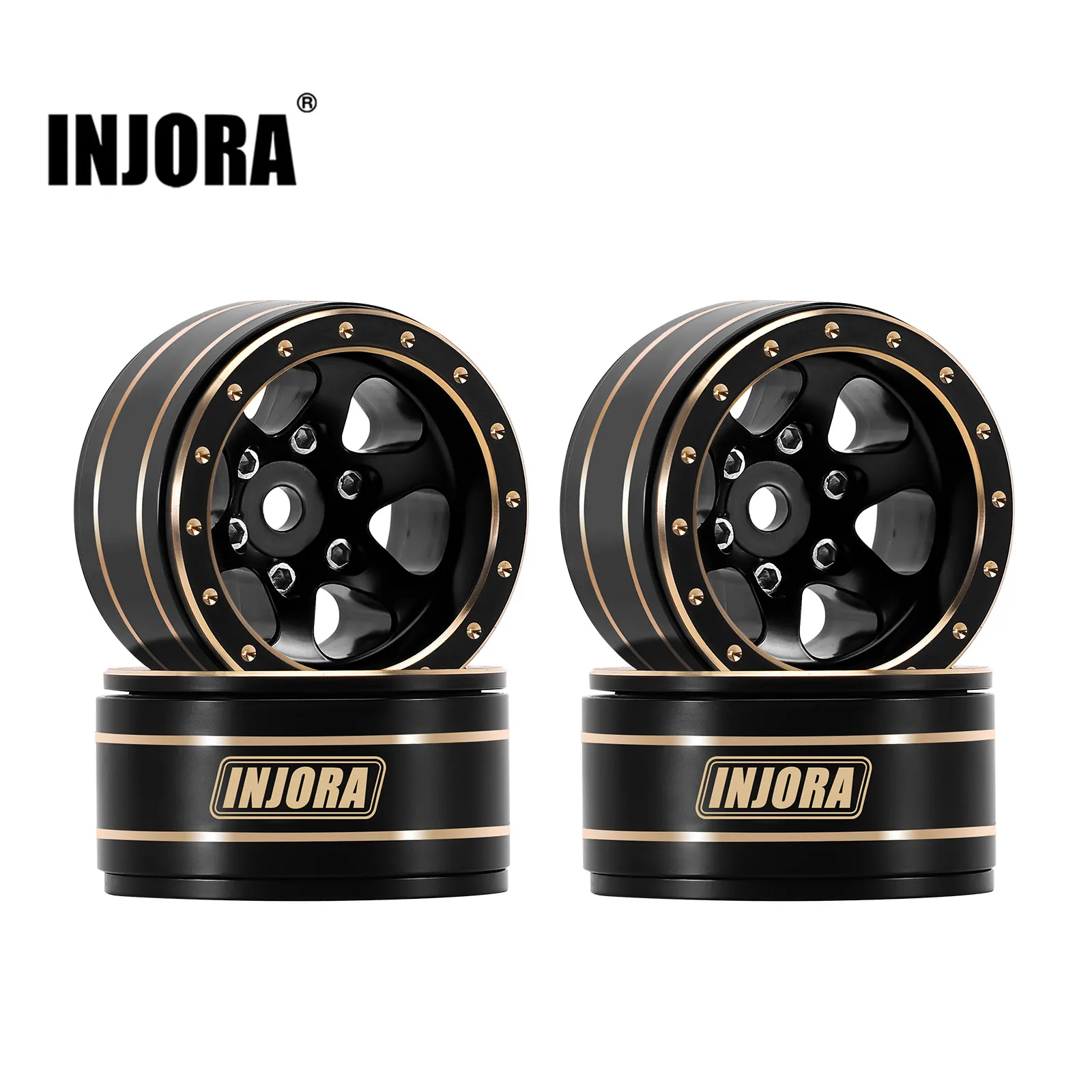 INJORA 1.0" Brass Beadlock Wheels for 1/24 1/18 RC Crawler (W1012)