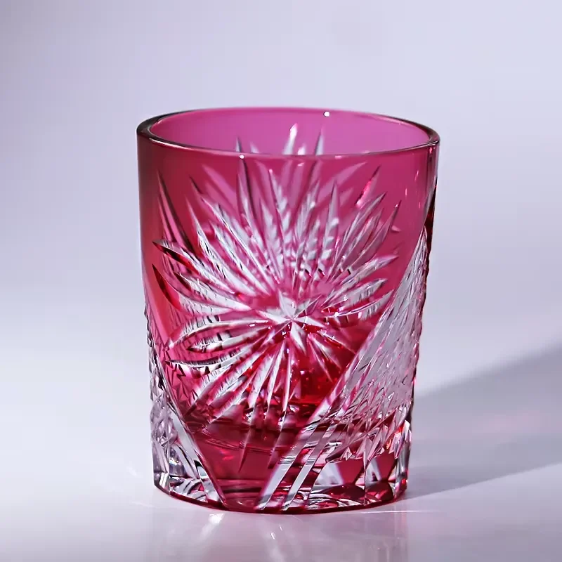Luxury Hand Blown Crystal Whiskey Glass Edo Kiriko Cut Pattern Bourbon Tumbler Elegant Barware Gift Set Custom Engraving