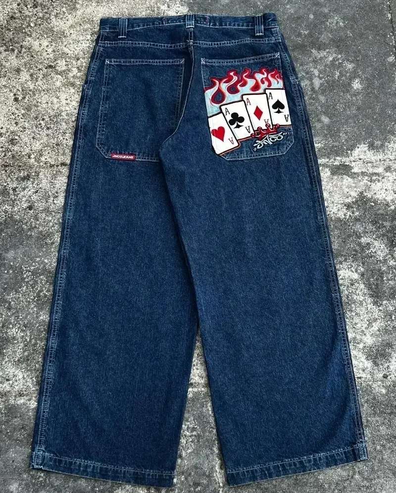 Y2K JNCO New Wide Leg Jeans Men Hip Hop Harajuku High Quality Embroidered Denim Pants Streetwear Aesthetic Casual Baggy Trousers