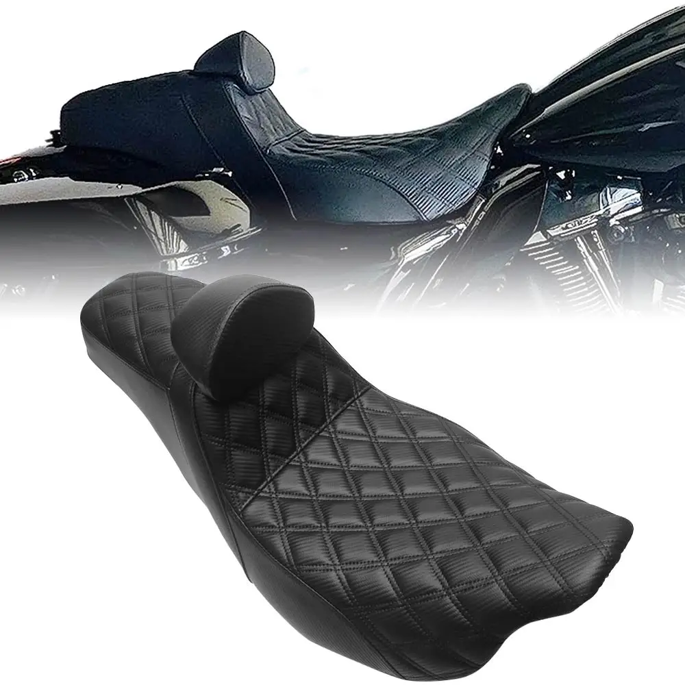 2-Sitzer Fahrer- und Beifahrersitz mit Rückenlehne für Harley Touring Road King Street Electra Glide FLHTK FLHR 2008-2025 Motorradkissen