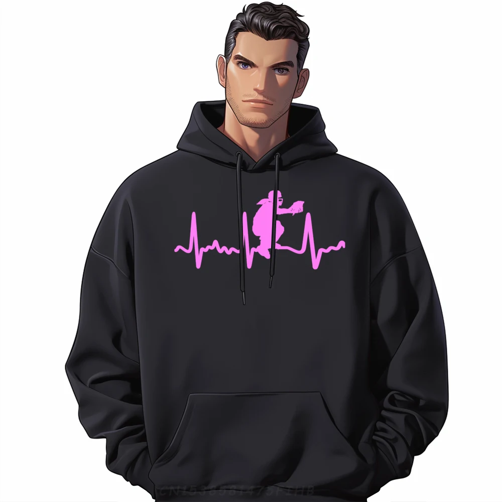 

Pink Softball Catcher Heartbeat Graphic Sweatshirts Youth Camiseta Masculina Halloween Hooded Shirt