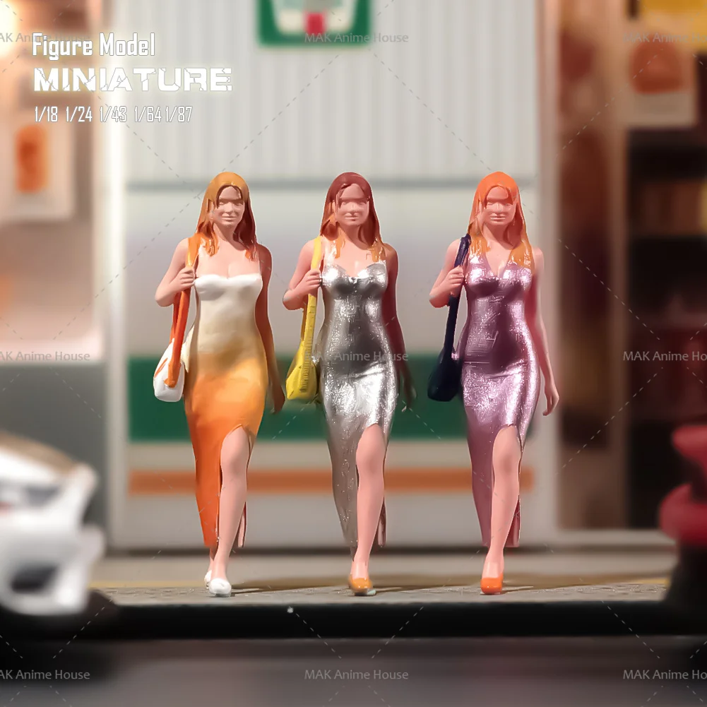 المنمنمات 1/87 1/64 1/43 1/24 1/18 الشكل مثير عصري فستان ضيق دمى الجمال نموذج مشهد المنزل حلية الدعامة سيارات لعب
