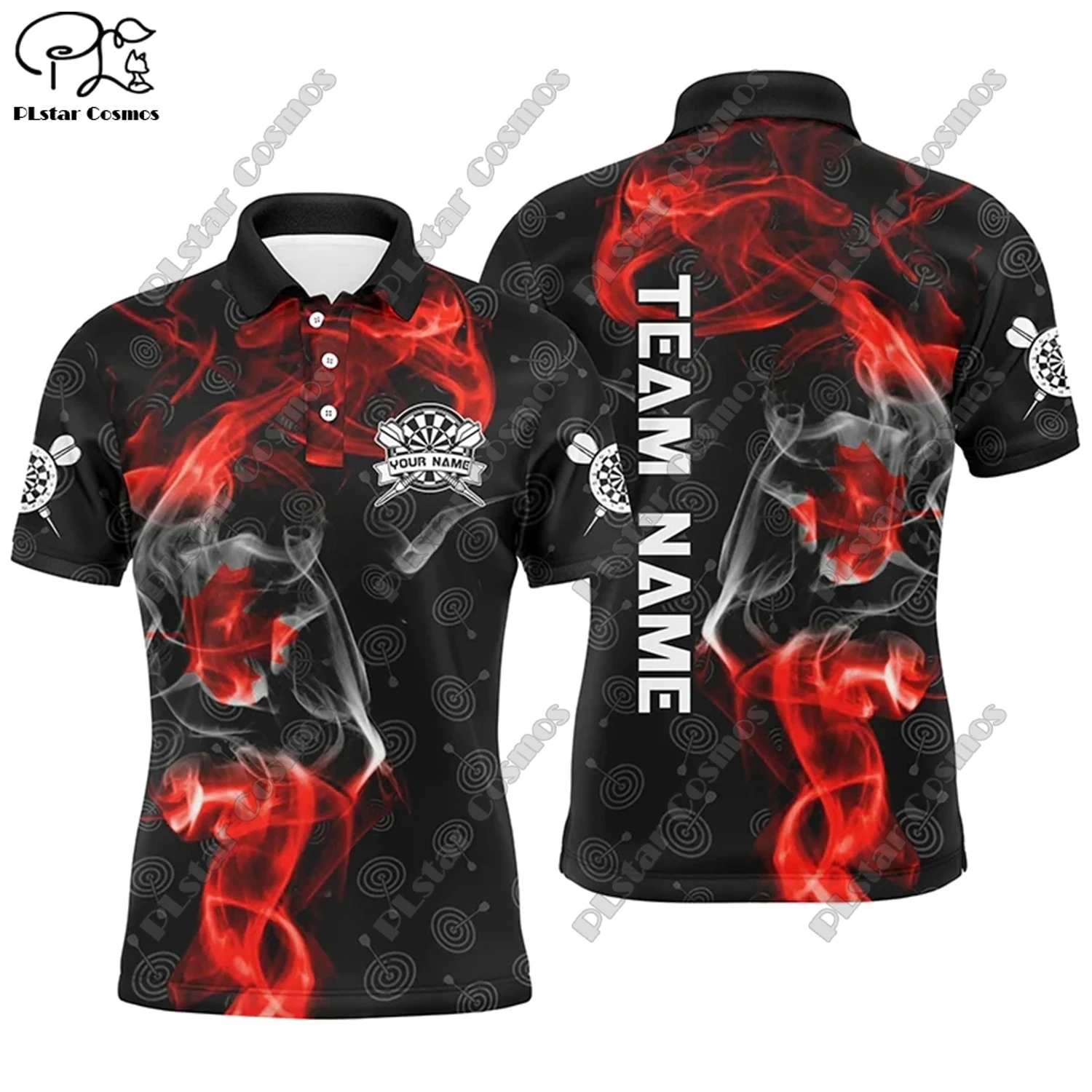 New Colorful Flame Throwing Darts Polo Shirt Customized Name Unisex 3D Printed Darts Club Polo Shirt F-2