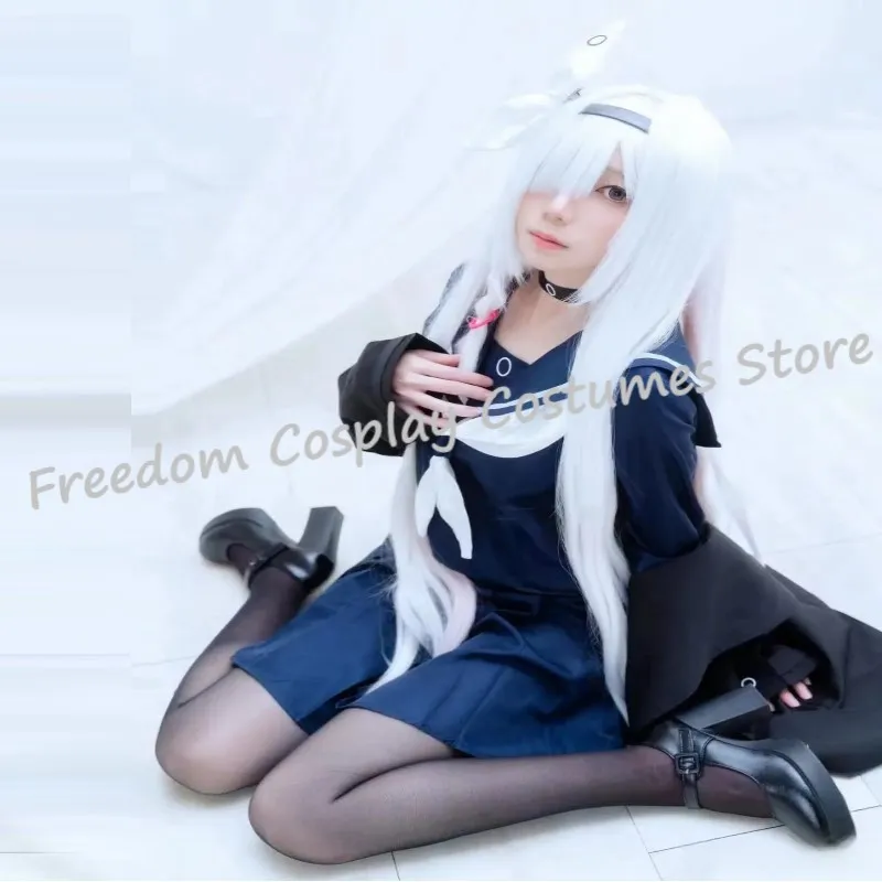 أزياء Prana التأثيرية أنيمي الأزرق الأرشيف التأثيرية للنساء والفتيات Prana فستان أزرق شعر مستعار Jk يناسب الخندق الأسود أزياء الهالوين