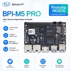 Banana Pi BPI-M5 Pro Rockchip RK3576 4GB LPDDR4 64GB eMMC ARM Mali G52 MC3 GPU 6 TOPs SBC Development board