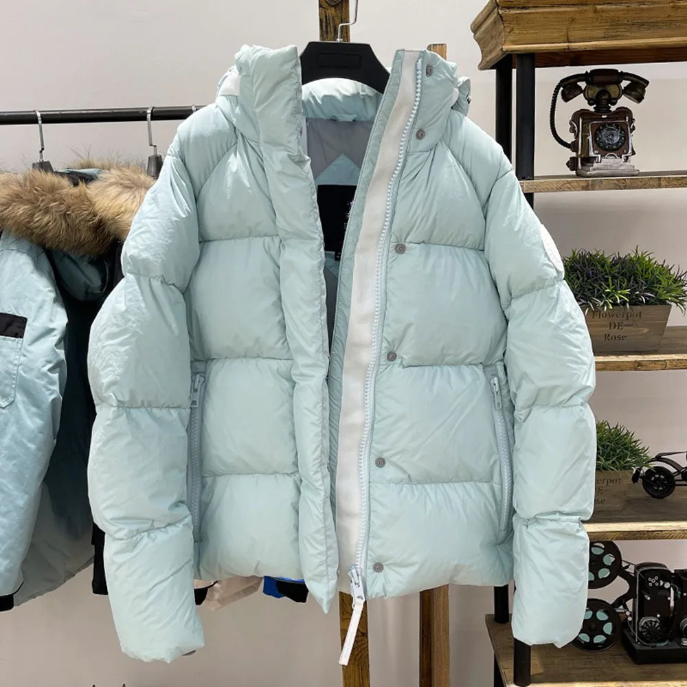 2023 Winter Puffer Jas Vrouwen Hooded Parka Luxe Nieuwe Witte Outdoor Korte Down Jas Vrouwen Mode Dikker Sneeuw Warm overjas