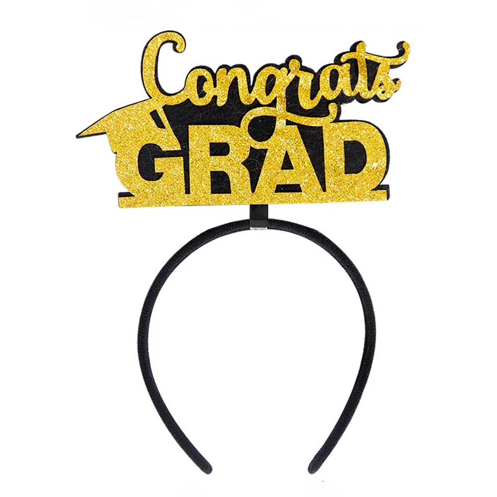 

Цветная нескользящая повязка на голову для выпускного, ободок для волос в виде бакалаврской шапочки, блестящая, оригинальная повязка для выпускного