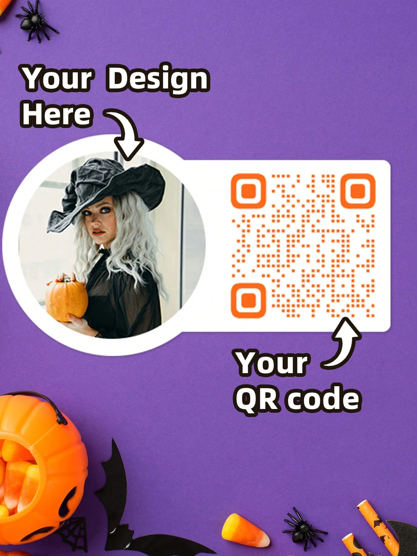 ملصقات شخصية مقاس 8.8 × 5 سم - ملصقات مخصصة مع أي صورة تصميم وملصقات رمز الاستجابة السريعة وملصقات PVC وتصميم ملون