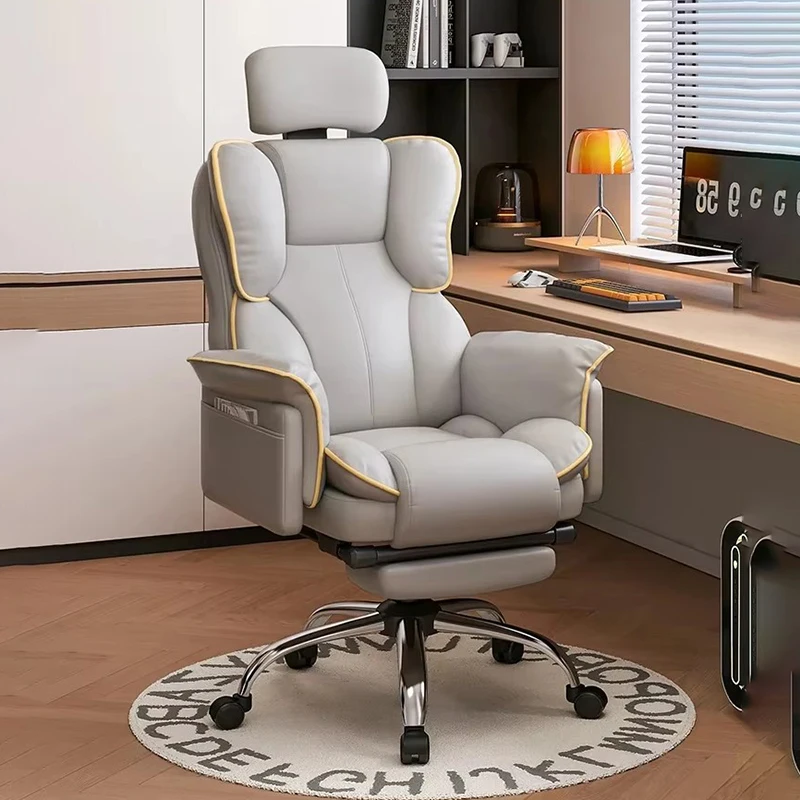 

Office Chair With Footrest Portable Gamer Pc Cheap Desk Leather Comfortable Kneeling Chairs Work Bed Chiffon Computer Armchair