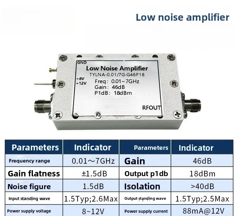 RF Low Noise Amplifier LNA Low Noise Amplifier, Gain 46dB