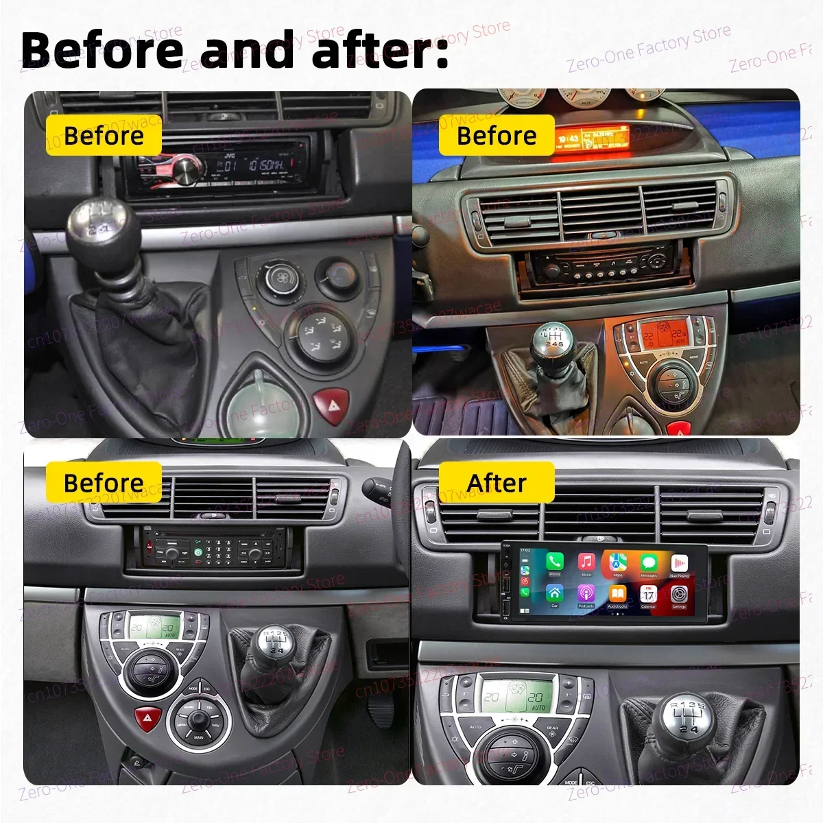 1 Din Radio Android Car Multimedia for  Fiat ULYSSE Citroen C8 Peugeot 807 2002-2011 6.9 Inch Screen Stereo Head Unit Carplay