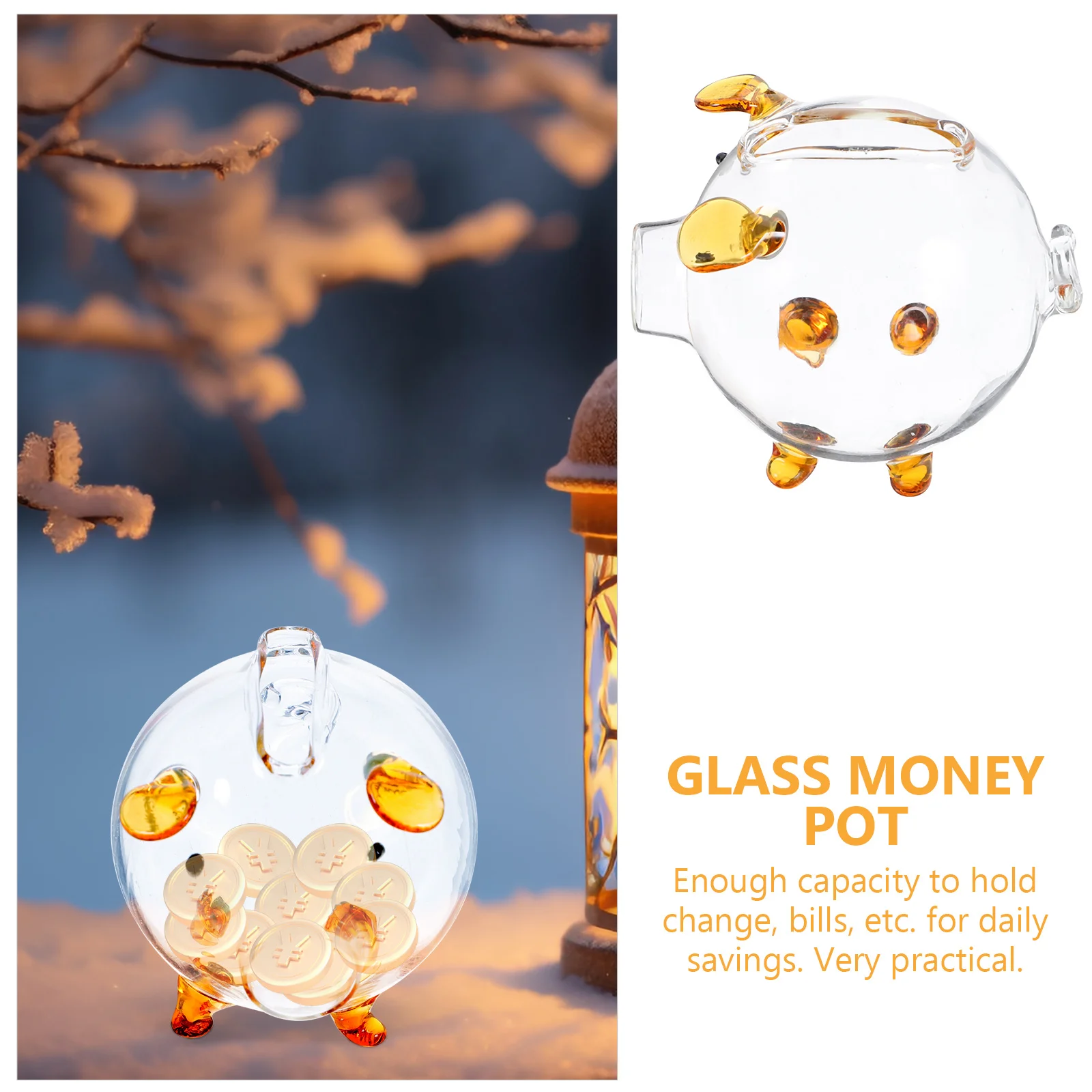Helder glazen spaarpot Transparante geldpot Varkenvormige spaarpot Decoratief cadeau voor kinderen