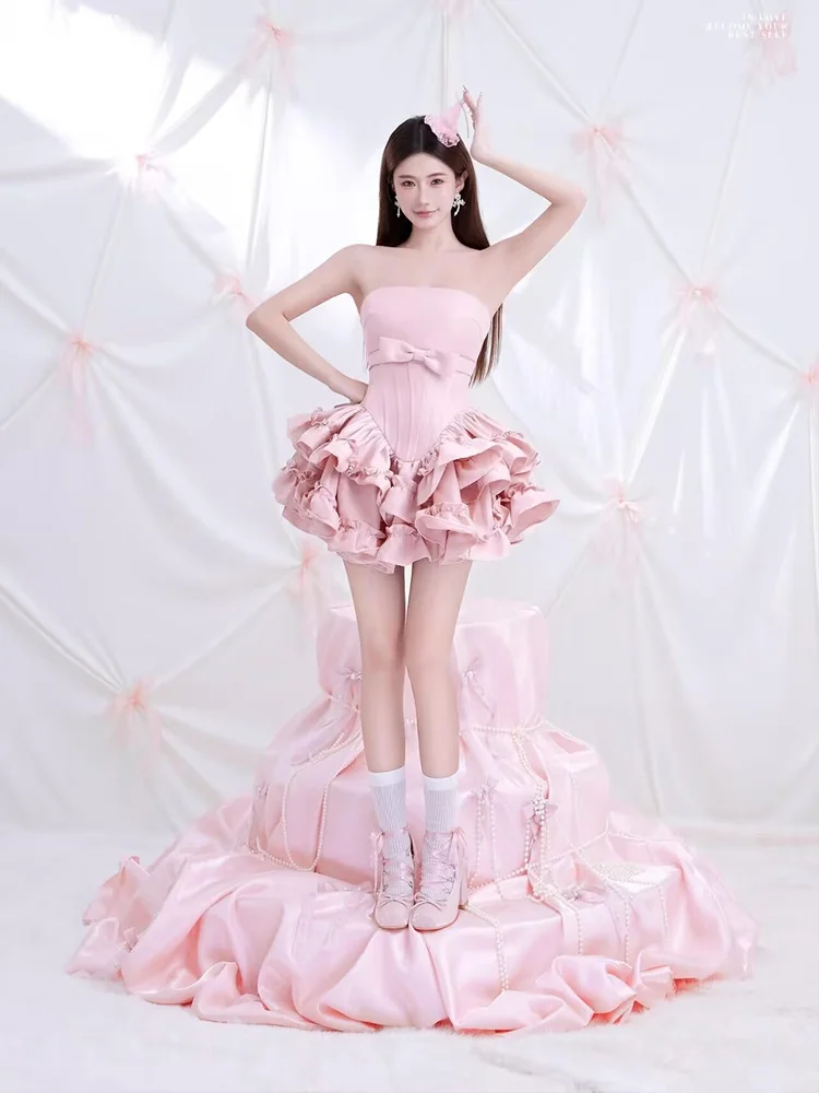 

Korean Style Sweet Princess Birthday Theme Puffy Skirt High-Definition Photography Studio Custom-Made Photography Dress