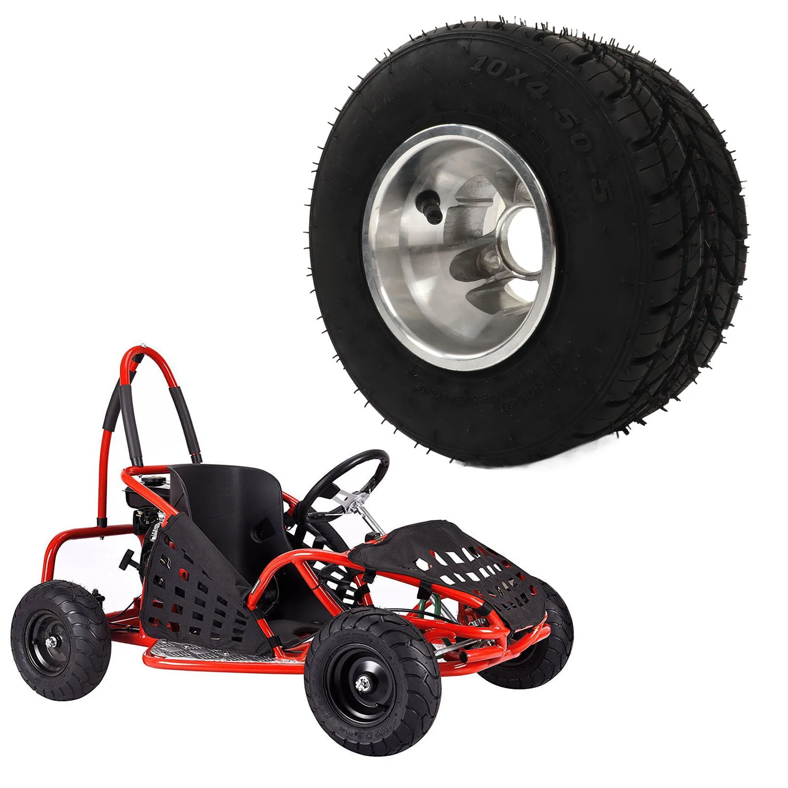 

10x4.50‑5 Tire with Hub Explosionproof Antislip Universal for ATV UTV Go Kart Agricultural Vehicle