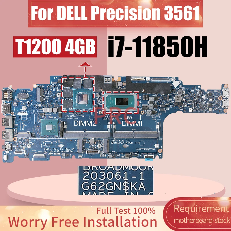 

203061-1 Материнская плата для ноутбука DELL Precision 3561 i7-11850H T1200 4GB 03T62 4 материнская плата для ноутбука