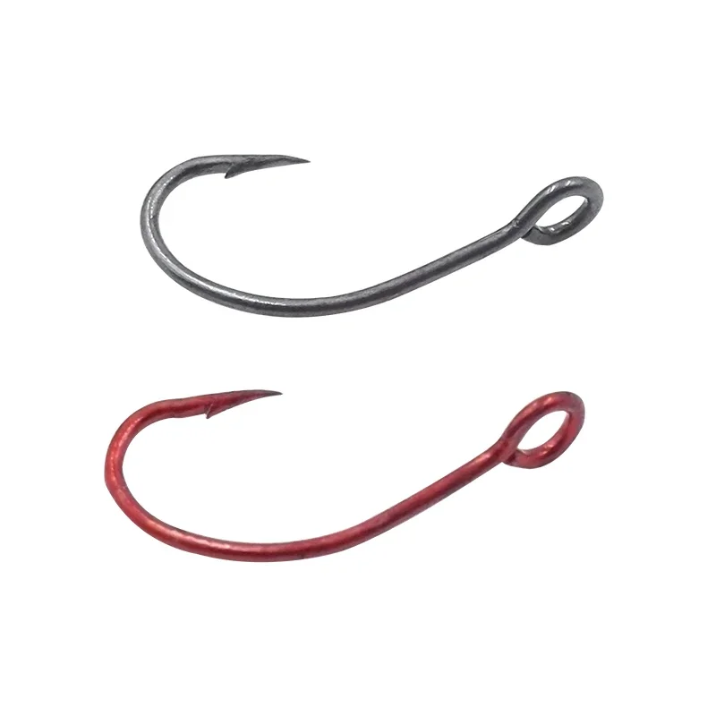 OUTKIT 20pcs High Carbon Steel Fishing Red Single Hook 6# 8# 10# Carp Hook Fishing Hook With Ring Fish Hooks For Lure Spoon