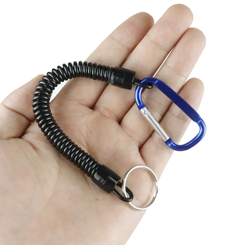 Extendable Security Key Chain Holder Safety Coil Carabiner Rope Fishing Tools Pliers Ropes Belt Clip Hook For Camping Boating