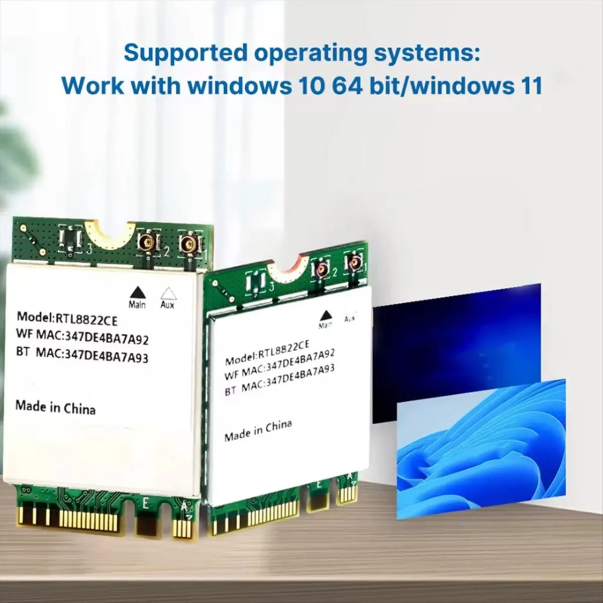 #60L (PCB)RTL8822CE WiFi Card 1200Mbps with Magnetic Antennas for Windows 10/11,Computer Accessories