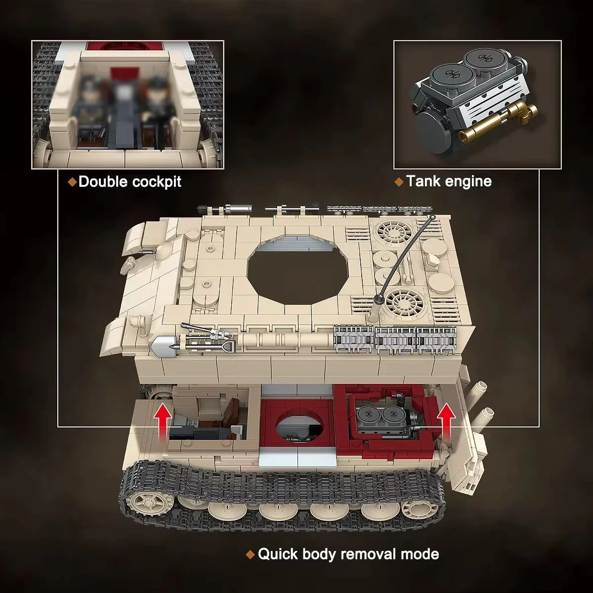 새로운 1389PCS 군사 대공 탱크 빌딩 블록 키트 100303 Coelian 탱크 육군 무기 군인 벽돌 모델, 어린이 장난감 선물