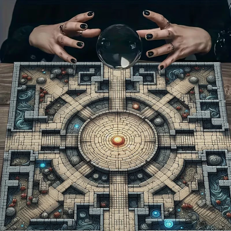 1pc Fantasy Brick Maze Game Tablecloth – RPG Dungeon Mat for D&D, Board Games & Home Decor 50x50cm 90x90cm