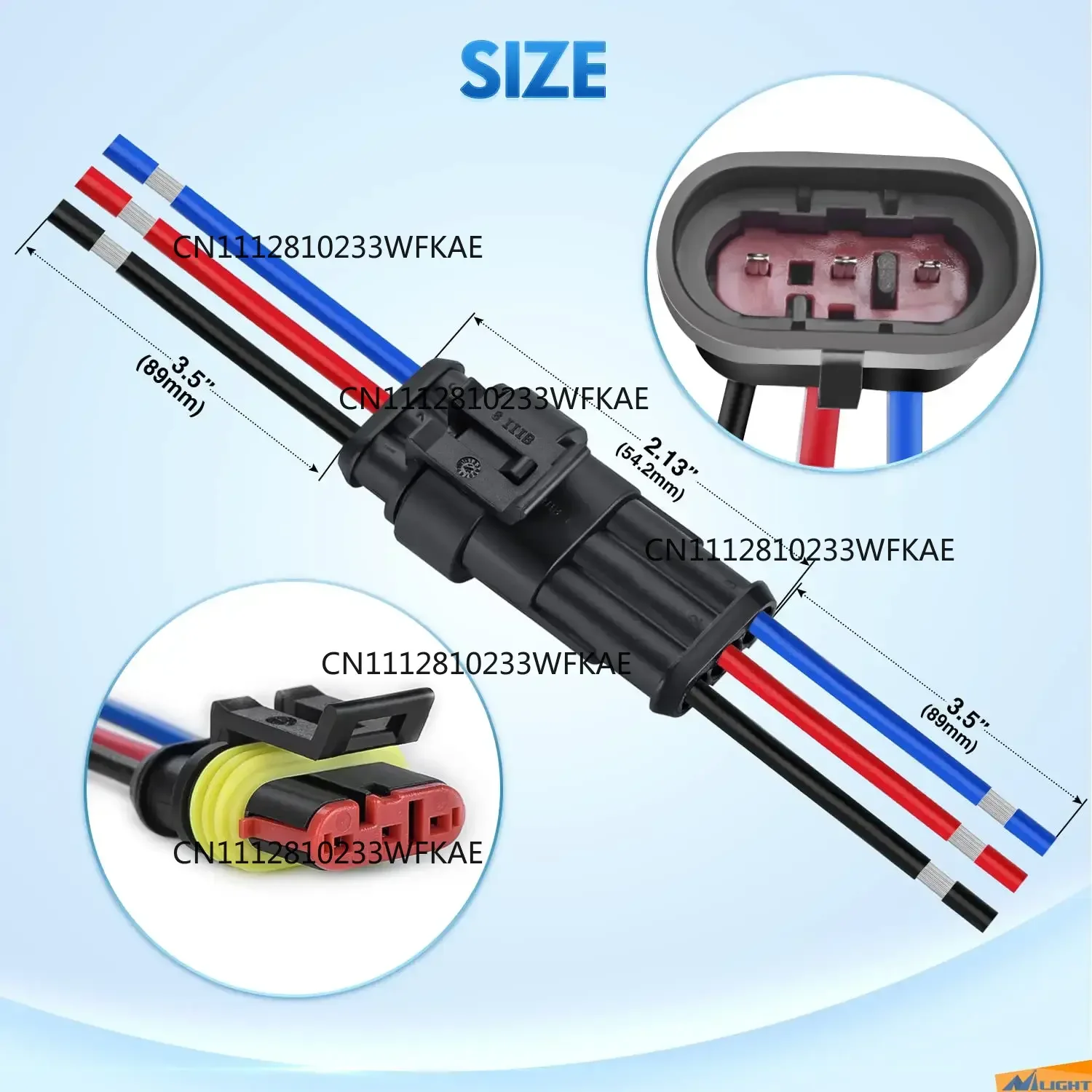 10 Pack 3 Pin Wire Connectors, 18AWG Male Female Plug Socket, Quick Disconnect Car, Truck Wire Connectors