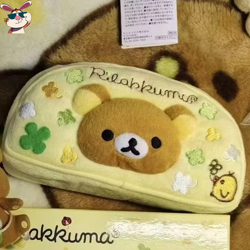 

Японский милый мультфильм Rilakkuma, четыре листа клевера, серия, плюшевая кукла, чехол для ручек, косметичка, коробка для канцелярских принадлежностей, сумка-карандаш, студенческие подарки