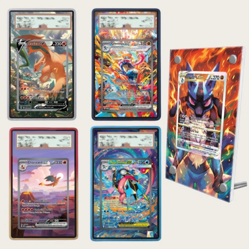

Anime Psa Card Extended Art Rare Ptcg Charizard V Greninja Ex Lucario V Acrylic Display Case for Anime Extended Box Collection