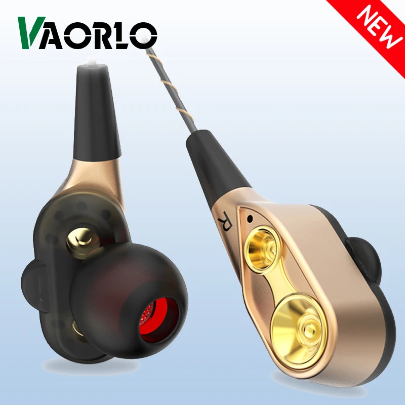 Double Moving Coil Headphones 3.5mm AUX With Mic Dynamic Headset In-Ear Music Gaming Sport Earbuds Bass Surround Shocking Sound