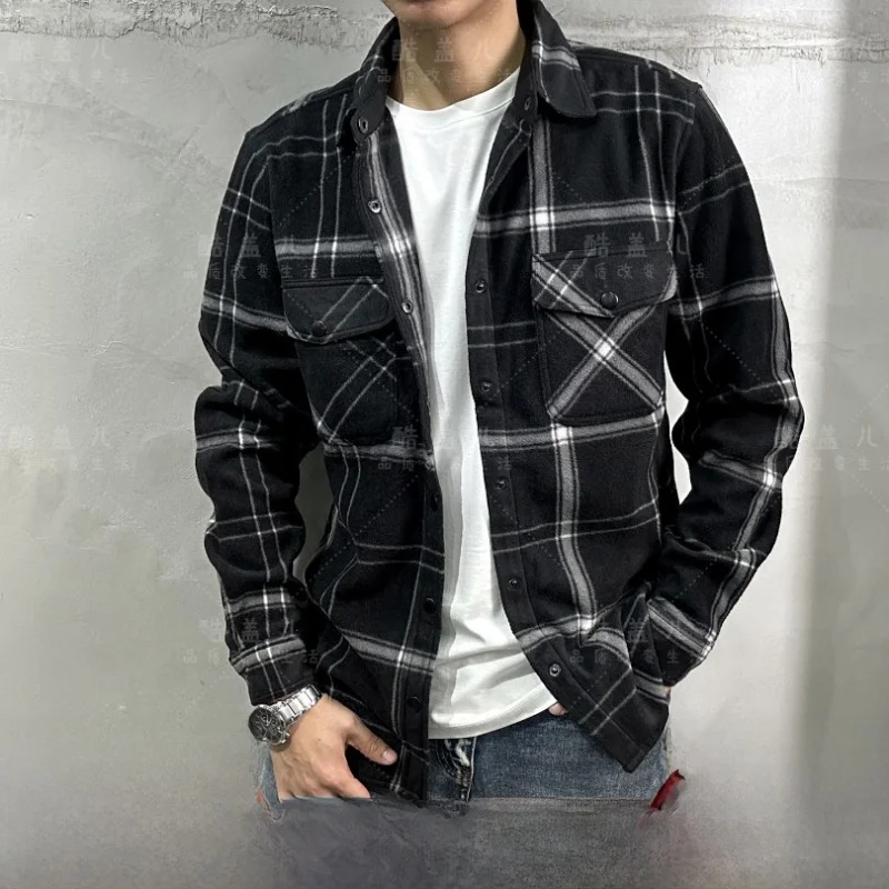 

Unisex Fleece Lined Windproof Warm Casual Comfortable Breathable Fashionable All Matched Autumn Winter Shirt Trendy Long Slee...
