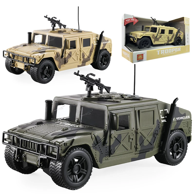 Large 1:16 Hummer field vehicle military model car armored vehicle tank missile boy 6 years old 8 children's toy car