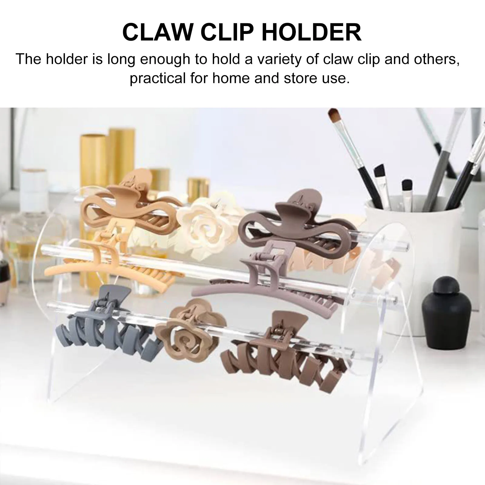 

Highly Transparent Claw Clip Display Stand Durable Space Saving Hair Accessory Organizer for Countertops Claw Clip Display Stand