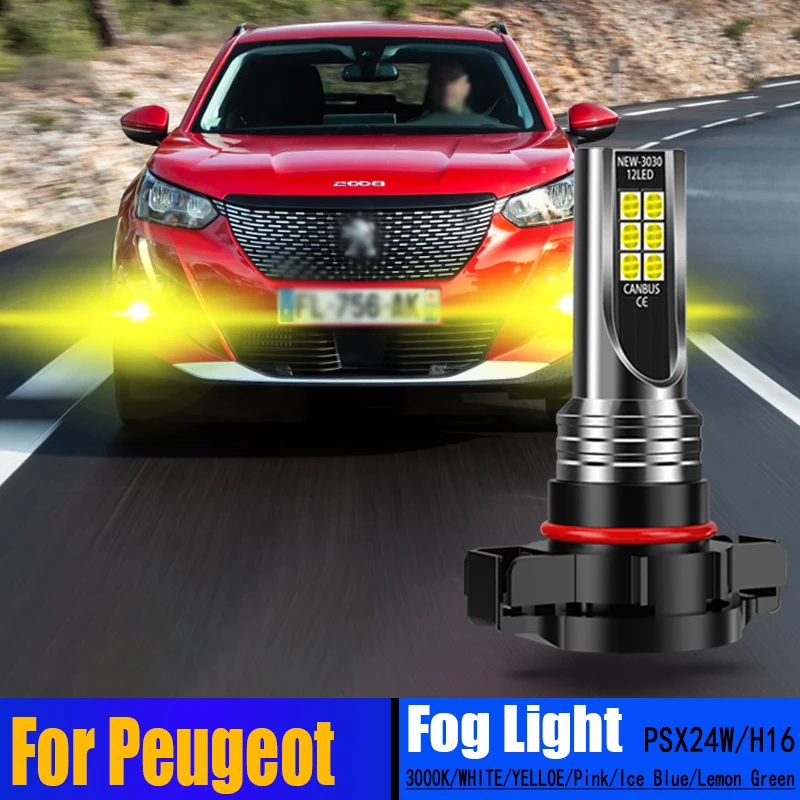 

2pcs LED Fog Light Bulbs Lamps Canbus No Error PSX24W 2504 For Peugeot 2008 2013-2018 206+ 207 CC SW 208 3008 MPV 5008 2009-2016