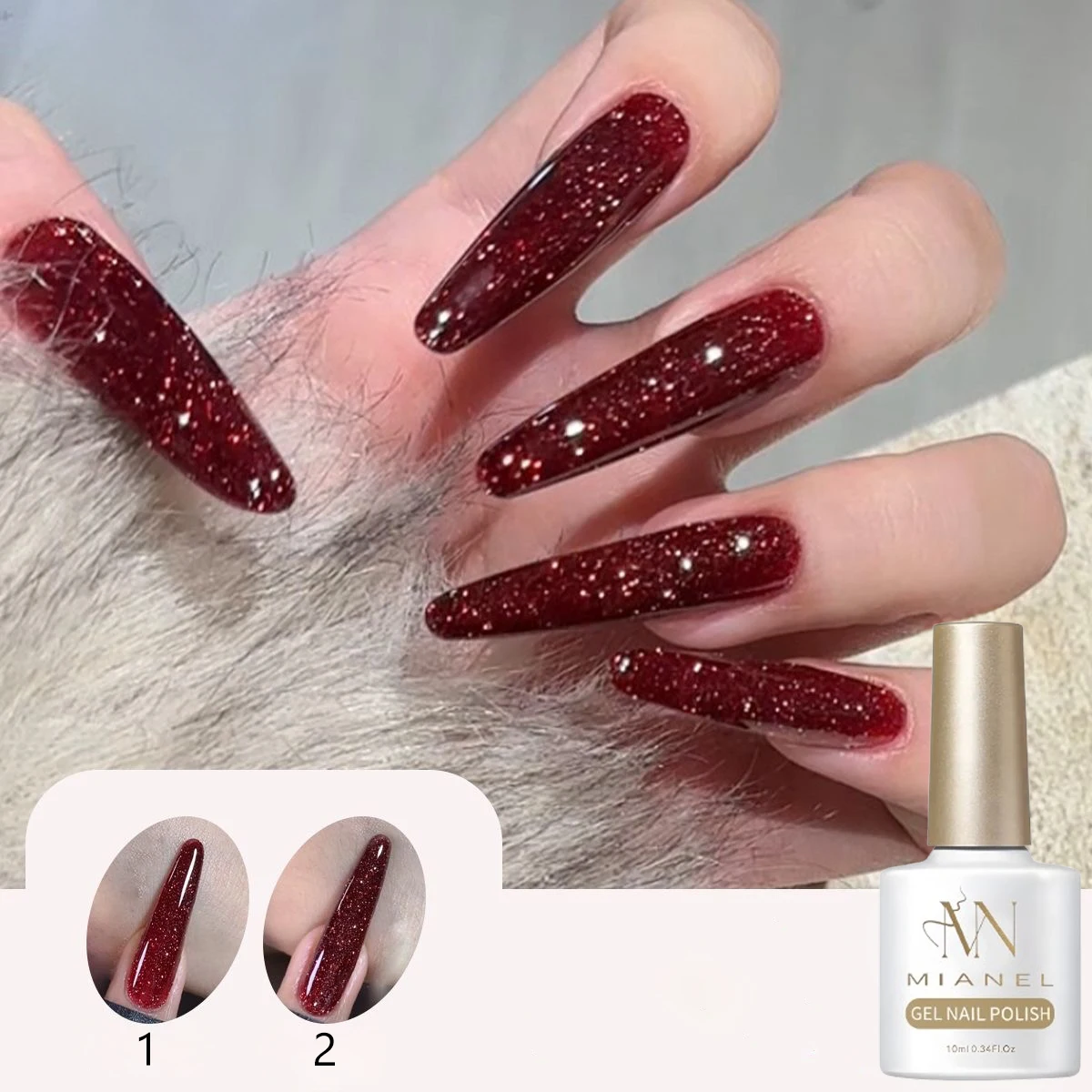 MIANEL 10ML Disco paillettes Gel vernis à ongles automne Collection nouveau Style 2025 Flash Maillard diamant cassé brillant rouge ongles