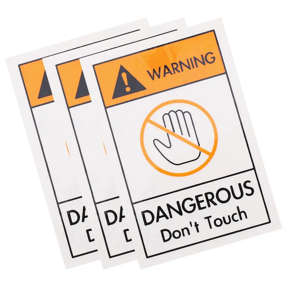 3Pcs Do Not Touch Warning Stickers PVC Safety Sign Decals Bright Clear Pattern Long Distance Visibility for Warehouse Equipment