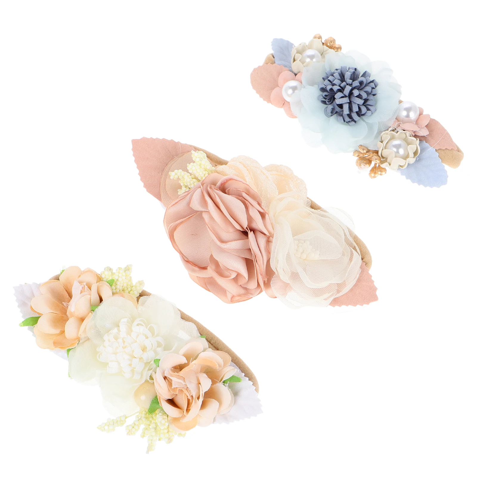 

3pcs Simulated Flower Headband for Toddlers Infants Newborns Baby Girls Elastic Band Costume Accessory Safe Material