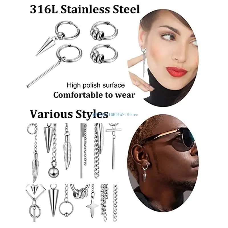 

C1FE 20 Pcs/Set Personality Versatile Men and Women Earrings Simple Stylish Earrings