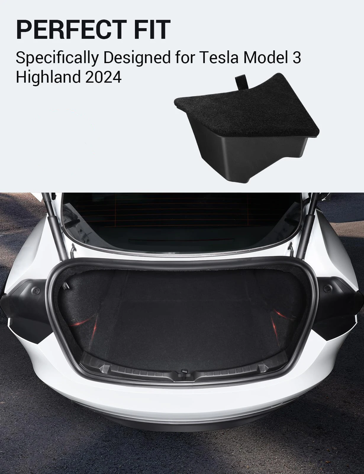 Per il 2024 Tesla Model 3 highland baule posteriore scatola portaoggetti lato sinistro con coperchio accessori per la decorazione della partizione