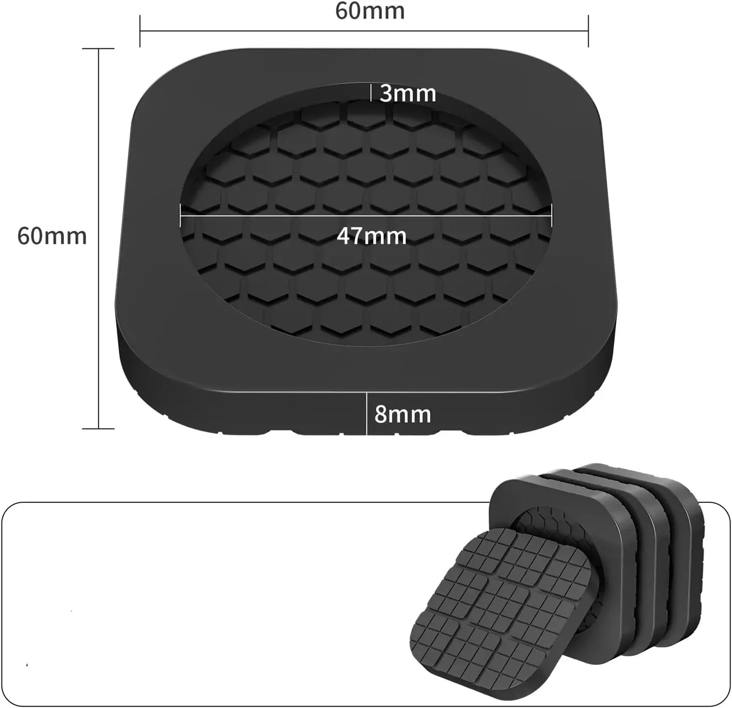 Washing Machine Support Pads 4 Pack Silicone Non-Slip Mats Featuring 19 Suction Cups and Vibration Dampening Design