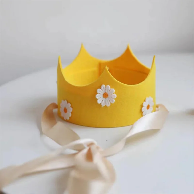 INS Kids Daisy Birthday Party Crown Yellow Pink Flower Hat Sunflower Theme Birthday Headwear Party Photo Props Supplies