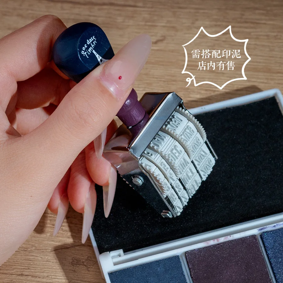 1 قطعة الأسطوانة الخشبية الرجعية تاريخ الختم DIY بها بنفسك حساب اليد قابل للتعديل سنة شهر يوم مقبض ختم سنة ختم 2 خيارات ختم