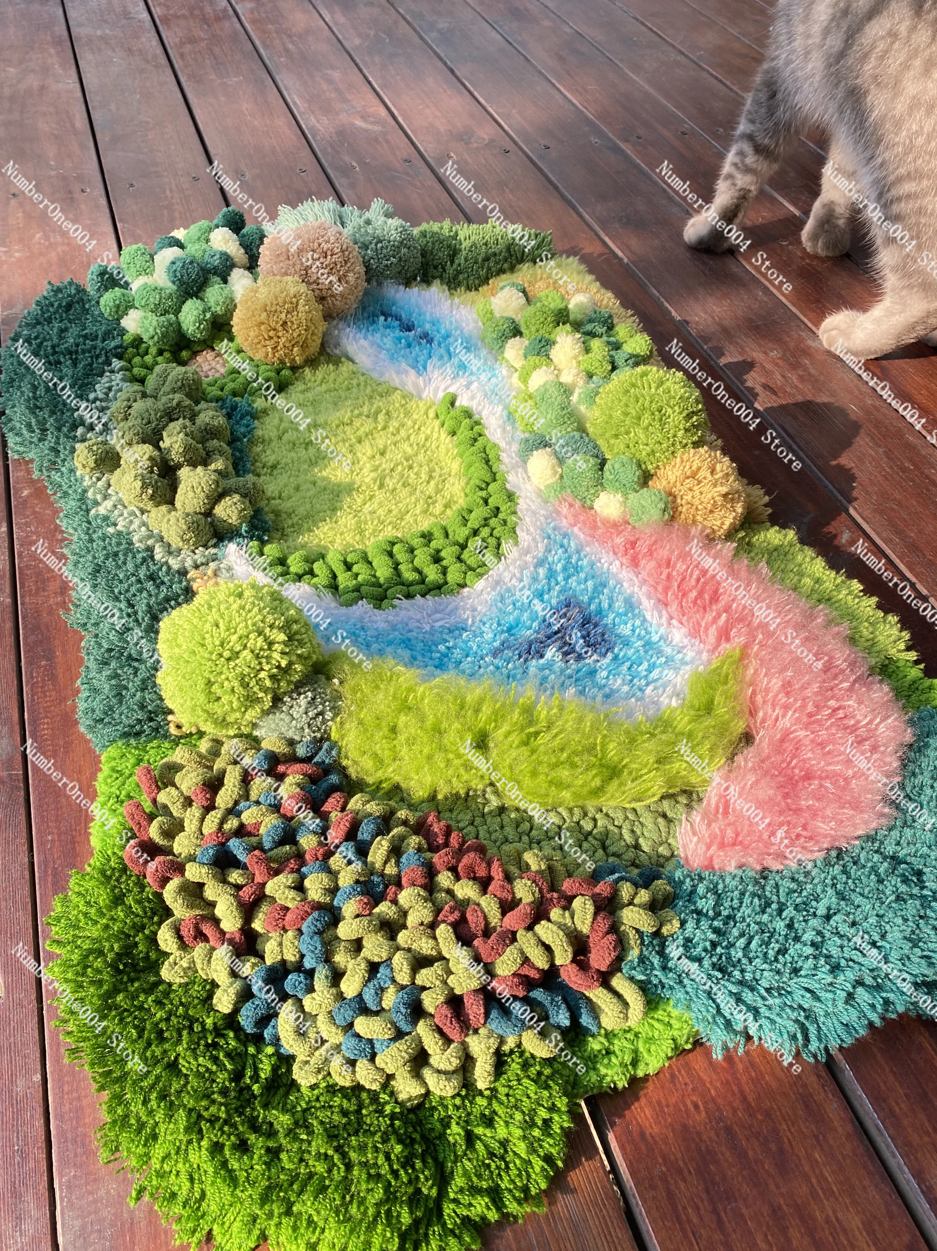 

(Material package only) Moss carpet DIY material package Handmade gift Homemade carpet Bedroom Living room Bedside