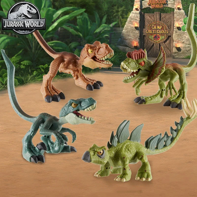 Jurassic World-Mini dinosaurio Bendy Biters, Stegosaurus, Dilophosaurus, articulaciones móviles, modelo de dinosaurio, juguetes para regalos de cumpleaños para niños